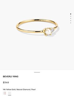 Mejuri Beverly Ring size 6 - 14k, pearl & diamond